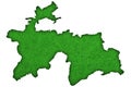 Map of Tajikistan on green felt