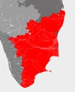 Map of Tamil Nadu with lakes and rivers