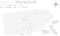 Map of Tehama County in California Royalty Free Stock Photo