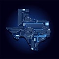 Map of Texas with electronic circuit Royalty Free Stock Photo