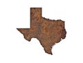 Map of Texas on rusty metal Royalty Free Stock Photo