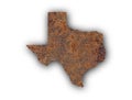 Map of Texas on rusty metal