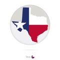 Map of Texas State and flag in a circle Royalty Free Stock Photo