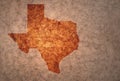 Map of texas state on a old vintage crack paper background Royalty Free Stock Photo