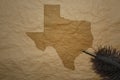 map of texas state on a old paper background with old pen Royalty Free Stock Photo