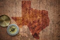 Map of texas state on a old vintage crack paper Royalty Free Stock Photo