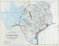 Map of Texas of the United States of America. / Galveston, Houston, & Henderson Railroad / 1857 Royalty Free Stock Photo