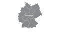 Map of Thuringia, Germany with Internal Borders Royalty Free Stock Photo