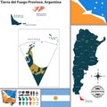 Map of Tierra del Fuego Province, Argentina Royalty Free Stock Photo