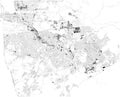 Map of Tijuana, satellite view, black and white map. Mexico, California