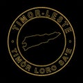 Map of Timor Leste, Golden Stamp Black Background