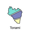 Map Tonami vector illustration, map contour outline design flat vector template Royalty Free Stock Photo