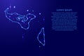 Map Tonga from the contours network blue, luminous space stars f