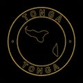 Map of Tonga, Golden Stamp Black Background