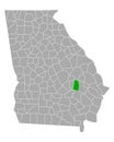 Map of Toombs in Georgia