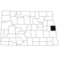 Map of traill County in North Dakota state on white background. single County map highlighted by black colour on North Dakota map Royalty Free Stock Photo