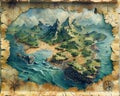 Map of a treasure island in a creative digital art style Royalty Free Stock Photo