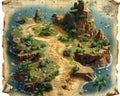 Map of a treasure island in a creative digital art style Royalty Free Stock Photo