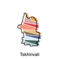 Map of Tskhinvali, American flag in georgia state map illustration vector design template