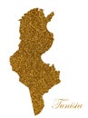 Map of Tunisia. Silhouette with golden glitter texture