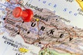 Map of Turkey, red pin on Ankara Royalty Free Stock Photo