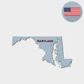 Map of the U.S. state of Maryland on a grey background. American