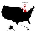 Map of the U.S. state Michigan Royalty Free Stock Photo