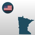 Map of the U.S. state of Minnesota on a white background. American flag Royalty Free Stock Photo