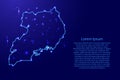 Map Uganda from the contours network blue, luminous space stars