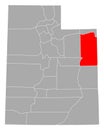 Map of Uintah in Utah Royalty Free Stock Photo