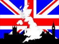Map of UK on British flag Royalty Free Stock Photo
