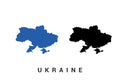 Map of Ukraine blue and black color