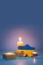 Map of Ukraine with candle flames. Pray for Ukraine concept. Vertical format with copy space
