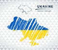 Map of Ukraine with hand drawn sketch map inside. Vector illustration Royalty Free Stock Photo