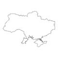 Map Ukraine icon outline black color vector illustration flat style image