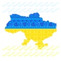Map of Ukraine with national ethnic Ukrainian pattern inside.