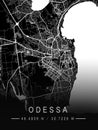 Map of Ukraine, Odessa, city outline, borders, important cities, rivers and lakes. layout and scaling. Latitude and