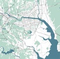 Map of Ulsan, South Korea. Detailed city map, metropolitan area