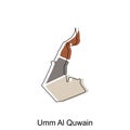 Map of Umm Al Quwain Province of United Emirate Arab illustration design, World Map International vector template with outline
