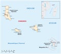 Map of the Union of the Comoros and Mayotte