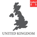 Map of United Kingdom glyph icon, country and geography, Great Britain map sign vector graphics, editable stroke solid Royalty Free Stock Photo