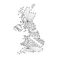 Map of United Kingdom of Great Britain and Northern Ireland with flag inside from polygonal black lines, dots of vector illust Royalty Free Stock Photo