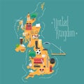 Map of United Kingdom, Great Britain with Scotland and Ireland vector illustration
