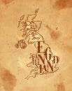 Map United Kingdom vintage craft Royalty Free Stock Photo