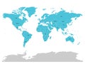 Map of United Nation with blue highlighted member states. UN is an intergovernmental organization of international co