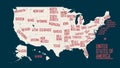 Map of the United States of America, with borders and state names, Detailed vector illustration Royalty Free Stock Photo