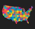 Map United States America made puzzle color pieces Royalty Free Stock Photo