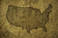 map of united states of america on a old vintage crack paper background Royalty Free Stock Photo
