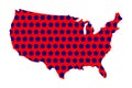 Map of the United States of America in pentagons, red and blue, Isolated.