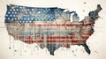 Map of United States of America in red and blue colors, with abstract dots, analytical chart Royalty Free Stock Photo